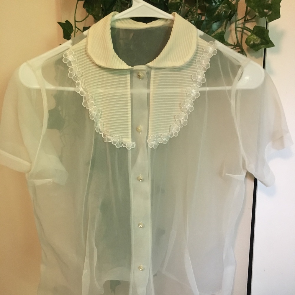 Vintage sheer cream blouse- no size or tag